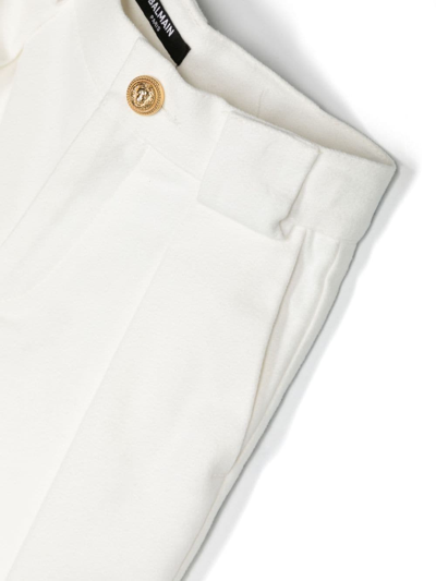 Shop Balmain Button-up Cropped Chinos In White