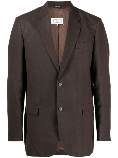 Shop Maison Margiela Notched-lapels Single-breasted Blazer In Brown