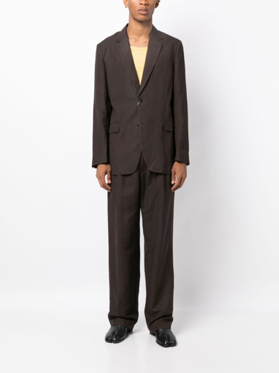 Shop Maison Margiela Notched-lapels Single-breasted Blazer In Brown