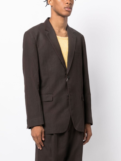 Shop Maison Margiela Notched-lapels Single-breasted Blazer In Brown