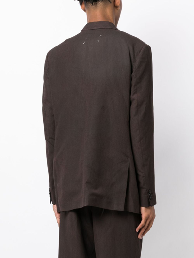 Shop Maison Margiela Notched-lapels Single-breasted Blazer In Brown