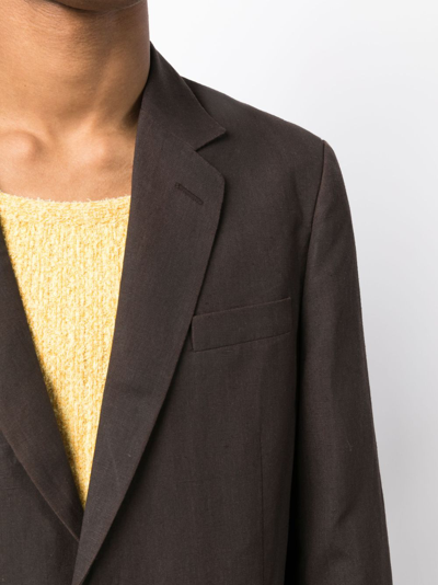 Shop Maison Margiela Notched-lapels Single-breasted Blazer In Brown