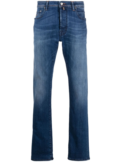 Shop Jacob Cohen Low-rise Straight-leg Jeans In Blue