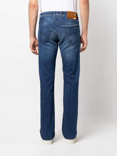 Jacob Cohen Denim Trousers With Belt Loops And Contrast Stitching In Blue