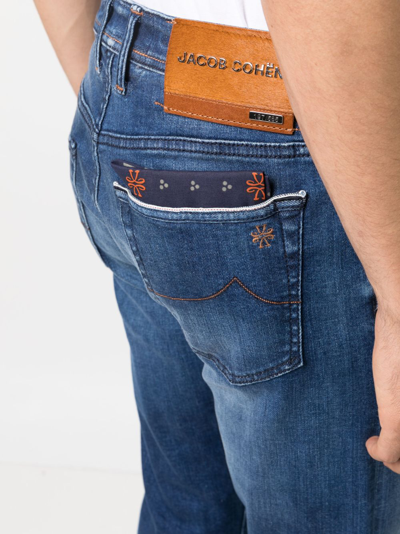 Jacob Cohen Denim Trousers With Belt Loops And Contrast Stitching In Blue