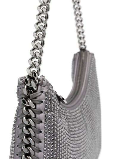 Shop Stella Mccartney Mini Falabella Zip Shoulder Bag In Grey