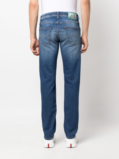 Shop Jacob Cohen Low-rise Straight-leg Jeans In Blue