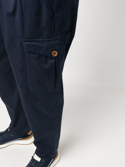 Shop Brunello Cucinelli Drawstring Straight-leg Trousers In Blue