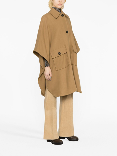 Shop Pinko Batwing-sleeves Wool-blend Coat In Neutrals