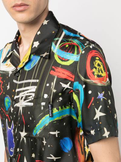 Shop Palm Angels Starry Night Bowling Shirt In Black