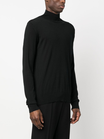 Shop Lanvin Roll-neck Wool-blend Jumper In Black