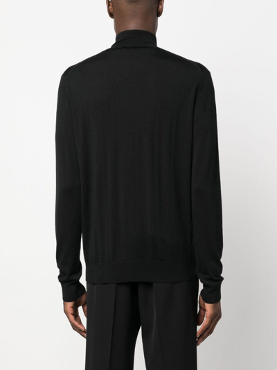 Shop Lanvin Roll-neck Wool-blend Jumper In Black