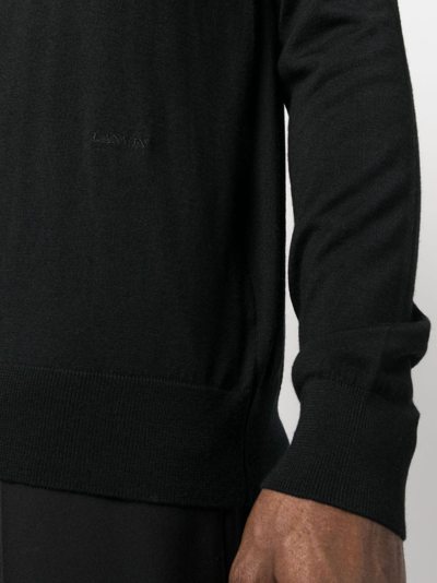 Shop Lanvin Roll-neck Wool-blend Jumper In Black