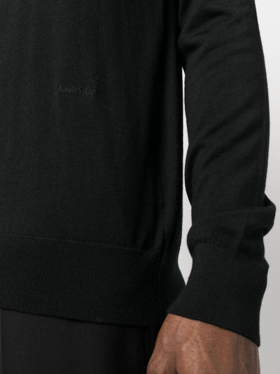 Lanvin Roll-neck Wool-blend Jumper In Black