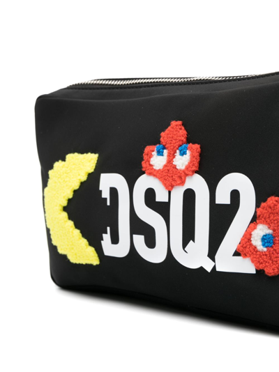 Shop Dsquared2 X Pac-man Patch-details Clutch Bag In Black