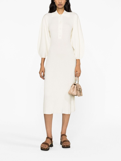 Shop Chloé Kintted Midi Dress In White