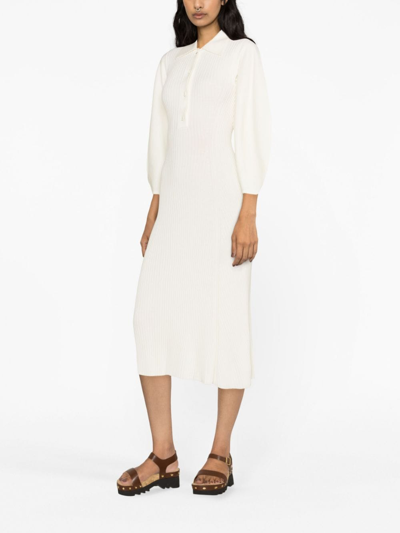 Shop Chloé Kintted Midi Dress In White