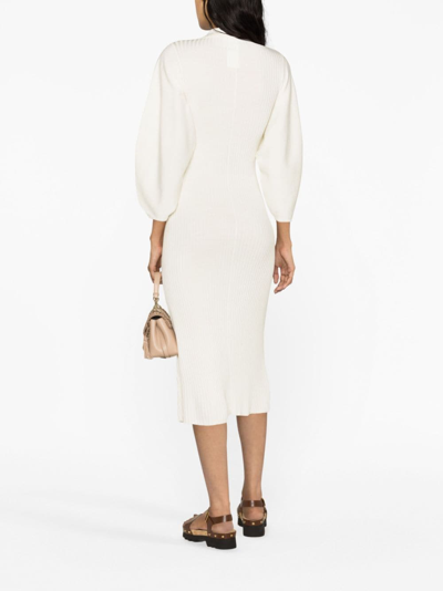 Shop Chloé Kintted Midi Dress In White