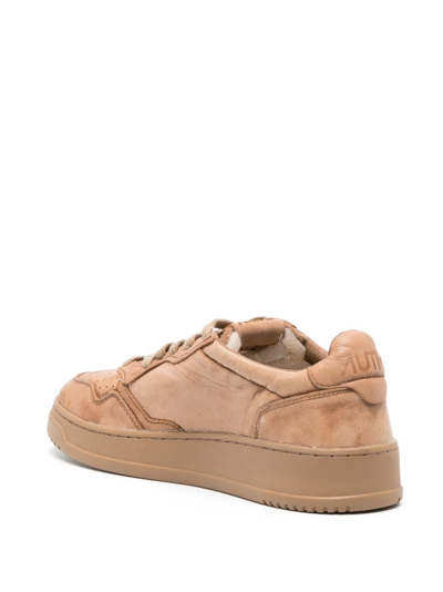 Shop Autry Low-top Leather Sneakers In Brown