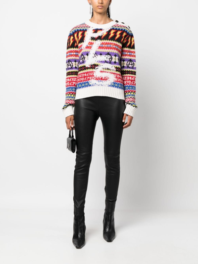 Shop Philosophy Di Lorenzo Serafini Punk Vibes Intarsia-knit Jumper In White