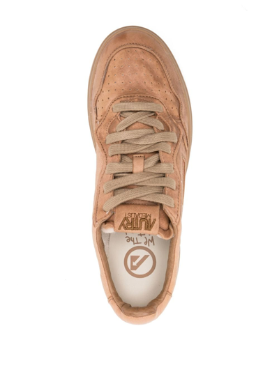 Shop Autry Low-top Leather Sneakers In Brown
