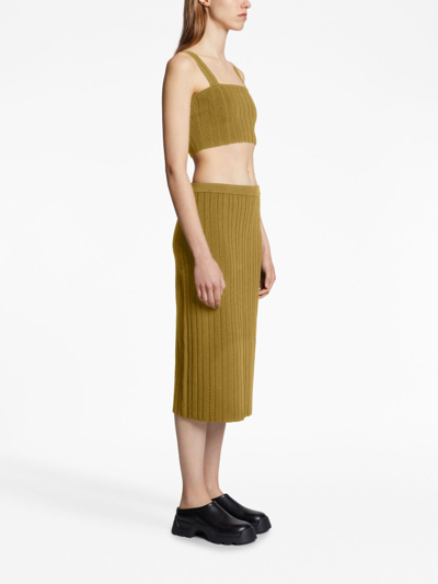 Shop Proenza Schouler White Label Ribbed Cropped Bralette In Green