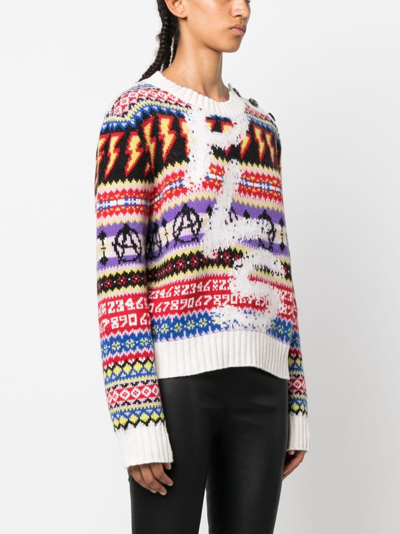 Shop Philosophy Di Lorenzo Serafini Punk Vibes Intarsia-knit Jumper In White