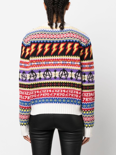 Shop Philosophy Di Lorenzo Serafini Punk Vibes Intarsia-knit Jumper In White