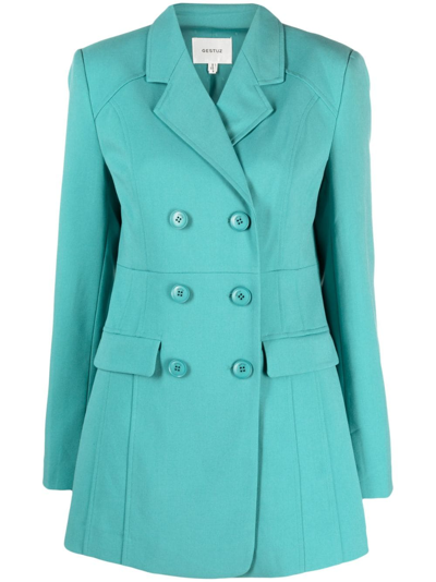 Shop Gestuz Caisagz Double-breasted Blazer In Green