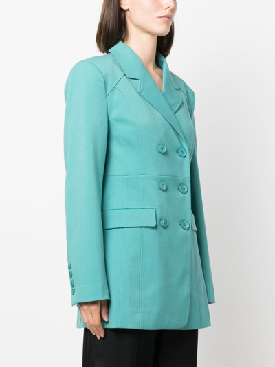 Shop Gestuz Caisagz Double-breasted Blazer In Green