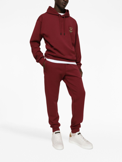 Dolce & Gabbana Logo-embroidered Pullover Hoodie In Red