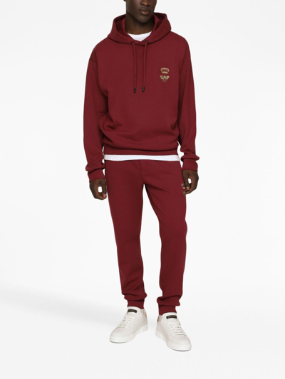 Dolce & Gabbana Logo-embroidered Pullover Hoodie In Red