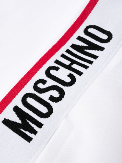 Shop Moschino Logo-embellished Drawstring Jersey Shorts In White