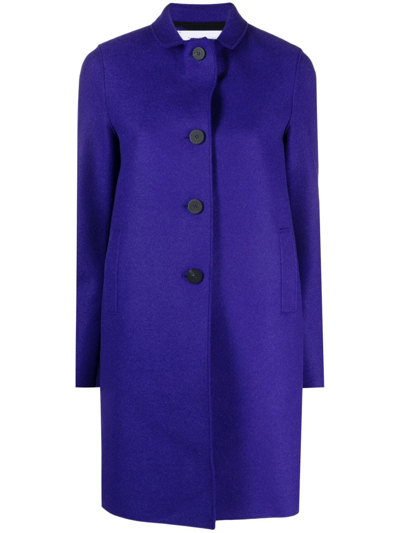 Shop Harris Wharf London Single-breasted Wool Midi Coat In Purple