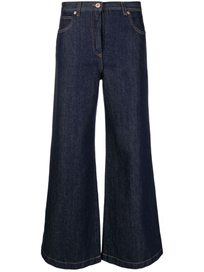 Shop Aspesi Wide-leg Flared Jeans In Blue