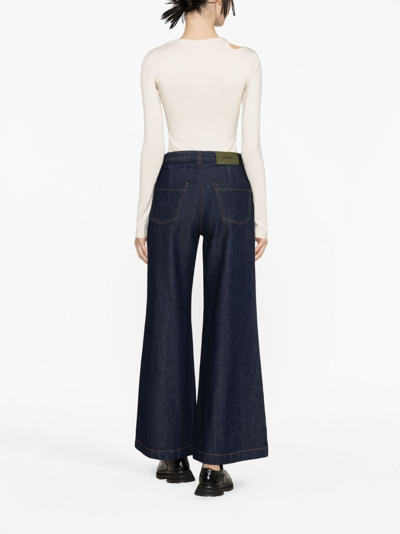 Aspesi High-waisted Wide-leg Jeans With Flared Silhouette In Blue