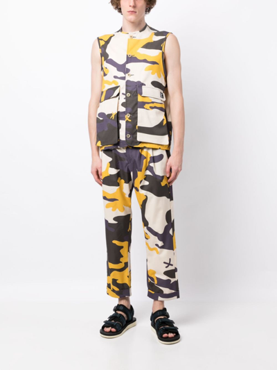 The Power For The People Camouflage-pattern Cropped Cotton Trousers In Neutrals