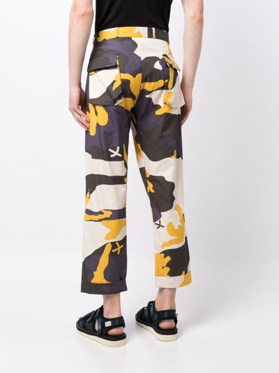 Shop The Power For The People Camouflage-pattern Cropped Cotton Trousers In Neutrals