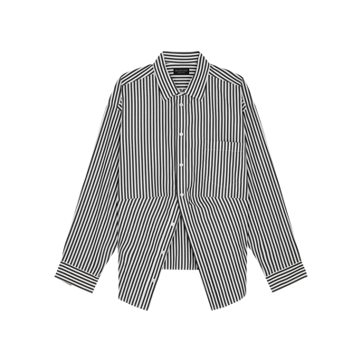 Shop Balenciaga Swing Striped Cotton-poplin Shirt In Black And White