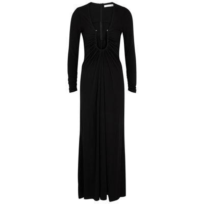 Shop Christopher Esber Arched Palm Jersey Maxi Dress In Black