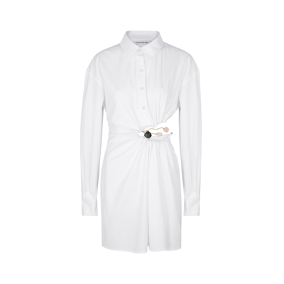 Shop Christopher Esber Folia Float Cotton Shirt Dress In White