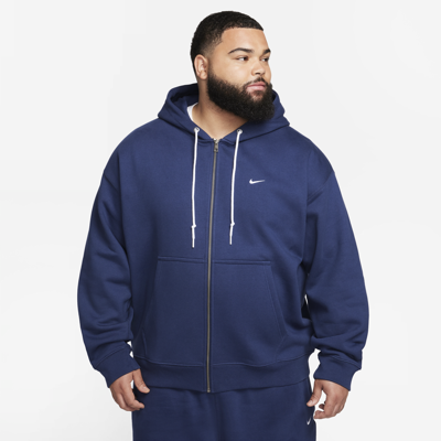 Shop Nike Men's Solo Swoosh Full-zip Hoodie In Blue