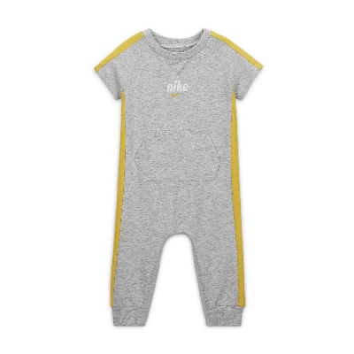 Shop Nike E1d1 Footless Coverall Baby Coverall In Gray
