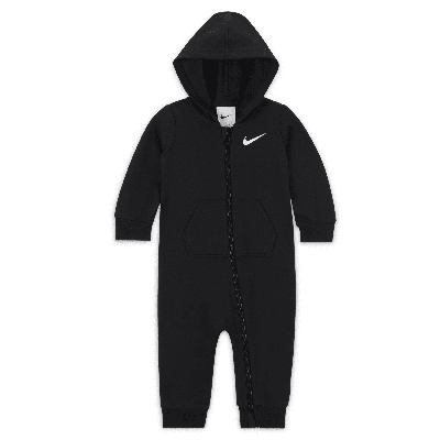 Shop Nike Essentials Hooded Coverall Baby Coverall In Black