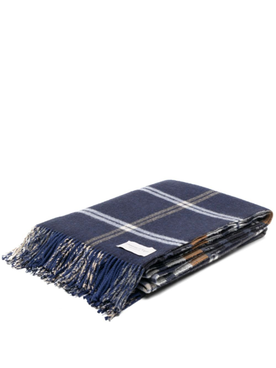 Shop Johnstons Of Elgin Blue Checked Wool Throw
