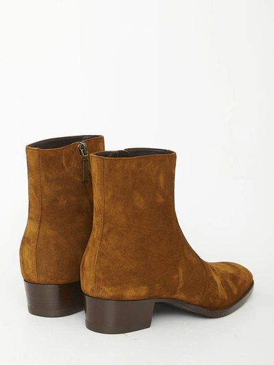 Shop Saint Laurent Wyatt Boots In Brown