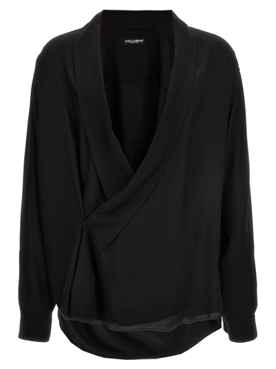 Shop Dolce & Gabbana Wide Neckline Long In Black
