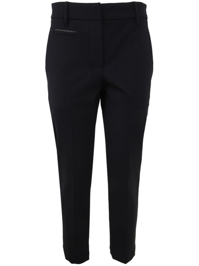 Shop Brunello Cucinelli Mid Rise Cropped Trousers In Blue