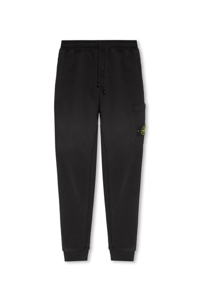 Shop Stone Island Logo Patch Cargo Sweatpants In Black