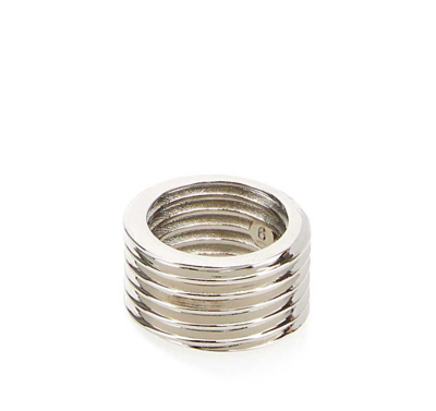 Shop Maison Margiela Spiral Patterned Ring In Silver